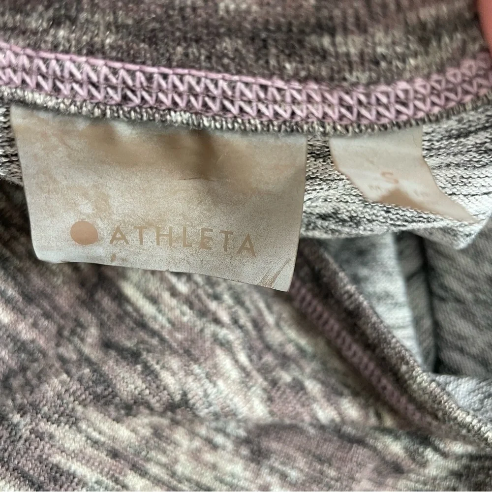Athleta Sweater Top Thumbholes High Low Hem Lightweight Space Dyed Purple Grey